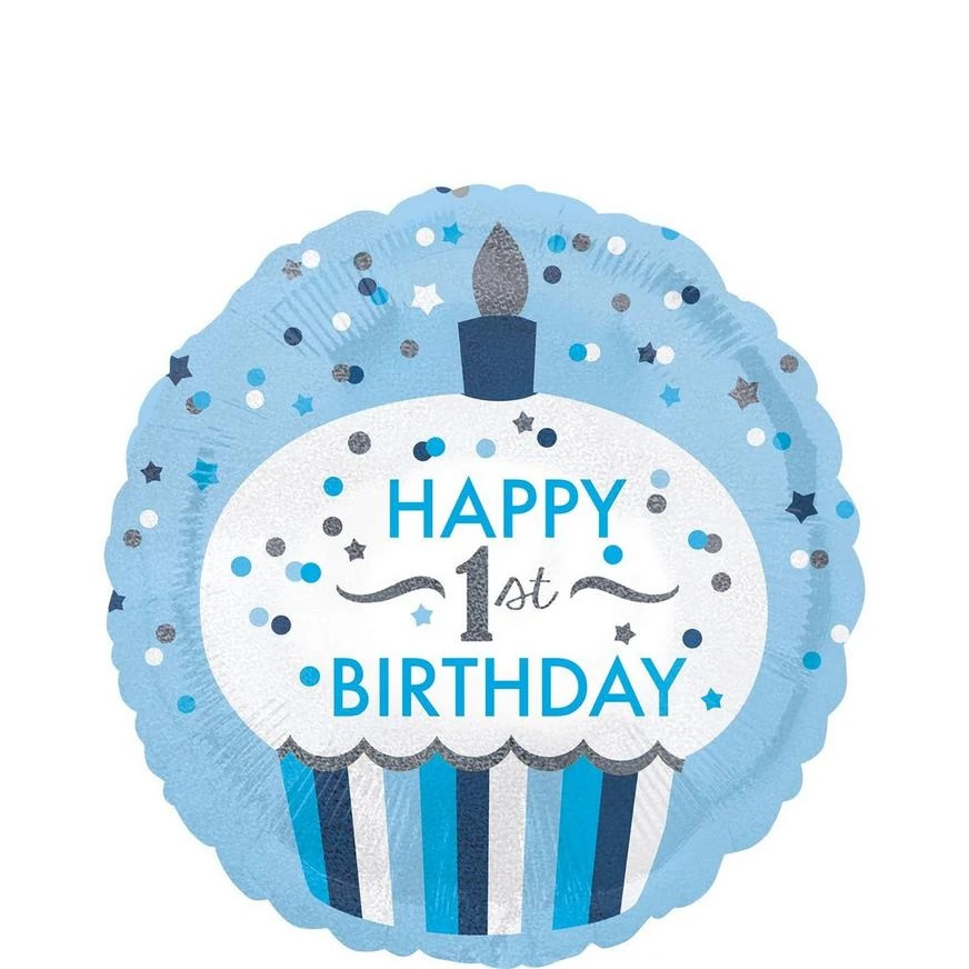Blue Cupcake 1st Birthday Balloon 18in 3 Blue Cupcake 1st Birthday Balloon 18in