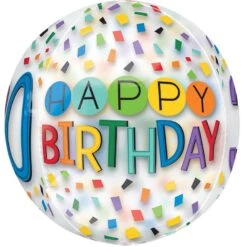 Colorful Confetti 30th Birthday Balloon - See Thru Orbz -Party City 807733 01