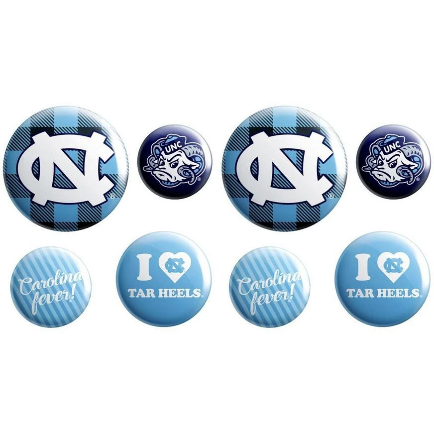 North Carolina Tar Heels Buttons 8ct 3 North Carolina Tar Heels Buttons 8ct