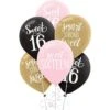 15ct, Gold & Pink Sweet 16 Balloons -Party City 835788