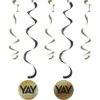 Black & Gold Sequin Swirl Decorations 5ct