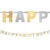 Metallic Gold & Silver Birthday Letter Banner -Party City 877254