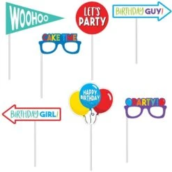 Birthday Balloons Scene Setter With Photo Booth Props 23pc -Party City 877343 02