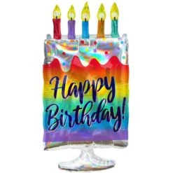Giant Iridescent Happy Birthday Cake Balloon, 30in