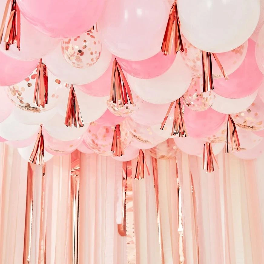 Ginger Ray Blush, White & Metallic Rose Gold Balloon Ceiling 3 Ginger Ray Blush, White & Metallic Rose Gold Balloon Ceiling