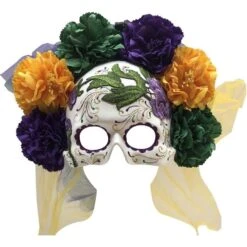 Day Of The Dead Veil Half Mask