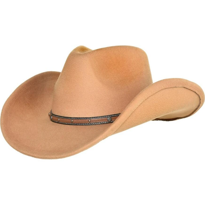 AMSCAN Tan Cowboy Hat With Faux Leather Trim, One Size 3 AMSCAN Tan Cowboy Hat With Faux Leather Trim, One Size