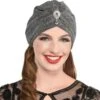 AMSCAN Gray & Silver 20s Fancy Turban With Gemstone -Party City 921488