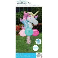 Air-Filled Enchanted Unicorn Foil & Latex Balloon Yard Sign, 64in -Party City 923562 03