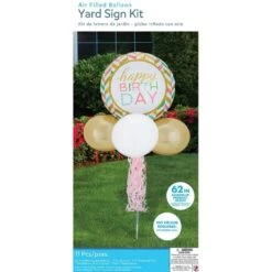 Air-Filled Pastel Birthday Celebration Foil & Latex Balloon Yard Sign, 62in -Party City 923576 03