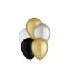 25ct, 5in, Luxe 4-Color Mix Mini Latex Balloons - Black, Gold, Silver & White -Party City 923584