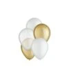 25ct, 5in, Golden 3-Color Mix Mini Latex Balloons - Clear, Gold & White -Party City 923586