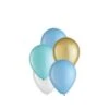 25ct, 5in, Pastel Blue 4-Color Mix Mini Latex Balloons - Blues, Gold & White -Party City 923587