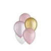 25ct, 5in, Pastel Pink 4-Color Mix Mini Latex Balloons - Pinks, Gold & White -Party City 923588