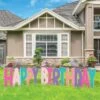 Pink, Blue, & Purple Happy Birthday Corrugated Plastic Yard Sign Phrase Set, 27in Letters, 7pc -Party City 931453