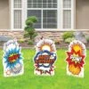 Superhero Action Birthday Corrugated Plastic Yard Sign Set, 16in X 24in, 3pc
