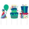 Birthday Icons Corrugated Plastic Yard Sign Set, 15.6in X 25in, 3pc 1 Birthday Icons Corrugated Plastic Yard Sign Set, 15.6in X 25in, 3pc -Party City 931456