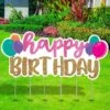 Gold & Pink Glitter Happy Birthday Corrugated Plastic Yard Sign, 67.6in X 30.7in -Party City 933161