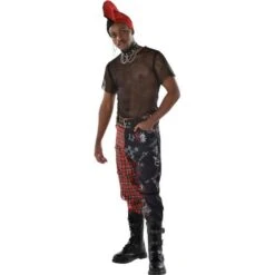 AMSCAN Black & Red Mohawk Wig -Party City 942155 02