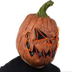 Adult Light-Up Menacing Jack-o'-Lantern Latex Mask -Party City 942622 02