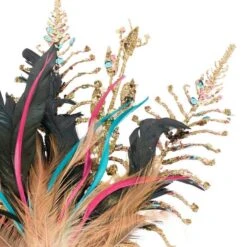 Adult Rainbow Rhinestone & Gold Feather Masquerade Mask -Party City 942820 03