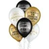 Black, Gold & White Better With Age Birthday Latex Balloons, 12in, 15ct -Party City 943118