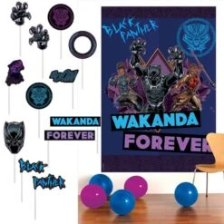 Black Panther Wakanda Forever Scene Scetter With Photo Booth Props