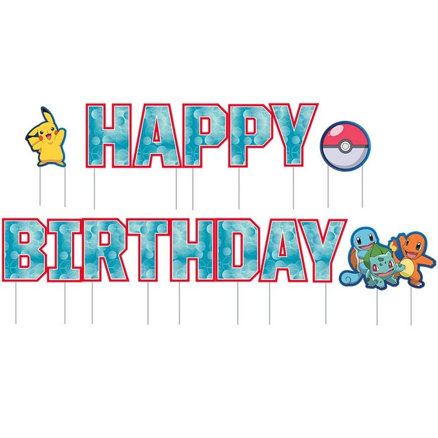 Happy Birthday Corrugated Plastic Yard Sign Phrase Set, 11in Letters, 10pc - Pokémon 4 Happy Birthday Corrugated Plastic Yard Sign Phrase Set, 11in Letters, 10pc - Pokémon - Image 2
