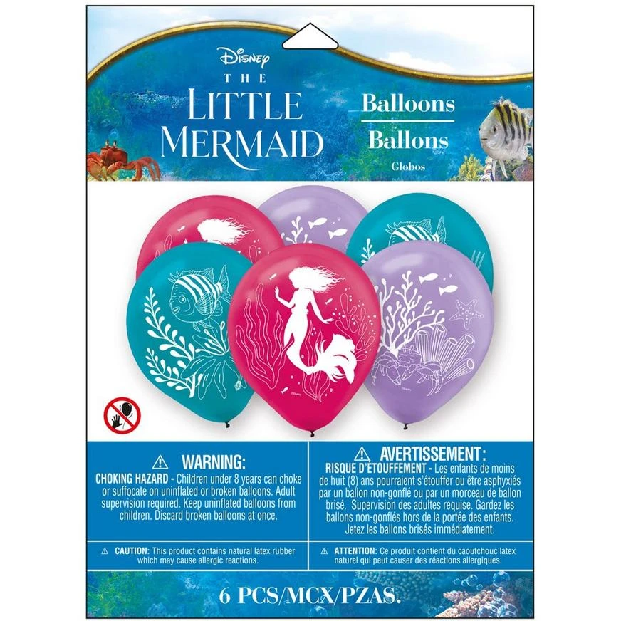 The Little Mermaid Latex Balloons, 12in, 6ct - Movie 2023 4 The Little Mermaid Latex Balloons, 12in, 6ct - Movie 2023 - Image 2