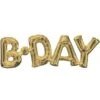 Air-Filled White Gold B-Day Letter Balloon Banner, 26in X 9in