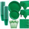 Festive Green Paper Tableware Kit For 50 Guests -Party City C756782 festive green