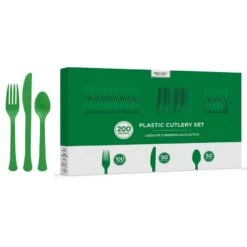 Festive Green Paper Tableware Kit For 50 Guests -Party City C756782 festive green 06