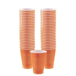 Orange Plastic Cups, 12oz, 50ct