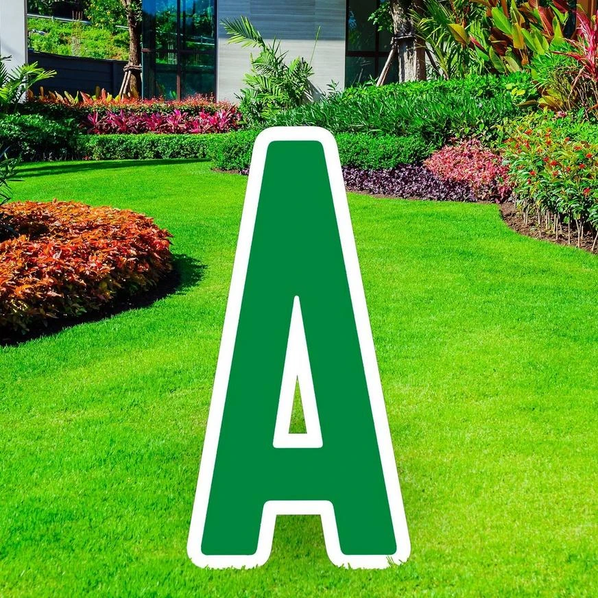 Festive Green Letter (A) Corrugated Plastic Yard Sign, 30in 3 Festive Green Letter (A) Corrugated Plastic Yard Sign, 30in