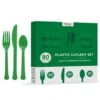 Festive Green Heavy-Duty Plastic Cutlery Set For 20 Guests, 80ct