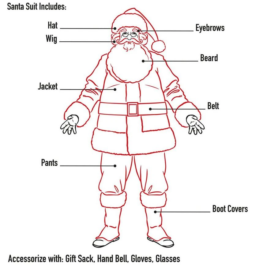 Adult Plush Santa Suit, 10pc 5 Adult Plush Santa Suit, 10pc - Image 3