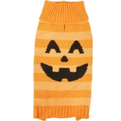 Striped Orange Jack-o'-Lantern Dog Sweater -Party City P943169 01